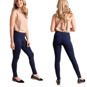 BETABRAND Blue Skinny Crop Dress Yoga Pants Medium Business Casual